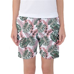 Tropical Leaves Pattern Women s Basketball Shorts by designsbymallika