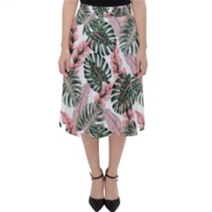 Tropical Leaves Pattern Classic Midi Skirt by designsbymallika