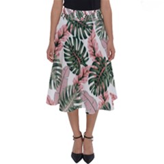 Tropical Leaves Pattern Perfect Length Midi Skirt by designsbymallika