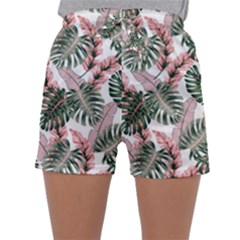 Tropical Leaves Pattern Sleepwear Shorts by designsbymallika