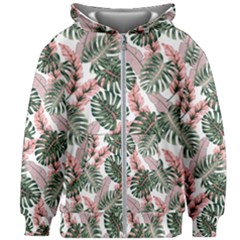 Tropical Leaves Pattern Kids  Zipper Hoodie Without Drawstring by designsbymallika