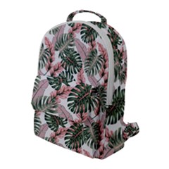 Tropical Leaves Pattern Flap Pocket Backpack (large) by designsbymallika