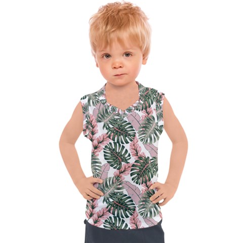 Tropical Leaves Pattern Kids  Sport Tank Top by designsbymallika