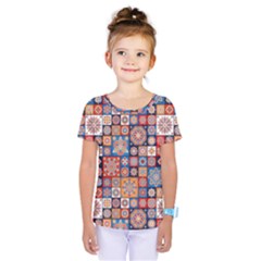 Mandala Pattern Blue Color Kids  One Piece Tee