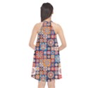 Mandala Pattern Blue Color Halter Neckline Chiffon Dress  View2