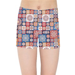 Mandala Pattern Blue Color Kids  Sports Shorts by designsbymallika