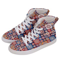 Mandala Pattern Blue Color Women s Hi-top Skate Sneakers by designsbymallika