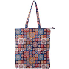 Mandala Pattern Blue Color Double Zip Up Tote Bag by designsbymallika