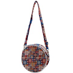 Mandala Pattern Blue Color Crossbody Circle Bag by designsbymallika