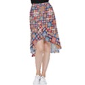 Mandala Pattern Blue Color Frill Hi Low Chiffon Skirt View1