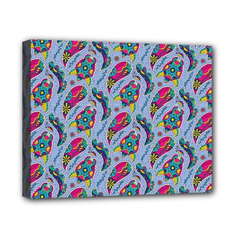 Blue Paisley Print Canvas 10  X 8  (stretched) by designsbymallika