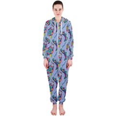 Blue Paisley Print Hooded Jumpsuit (ladies)  by designsbymallika