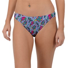 Blue Paisley Print Band Bikini Bottom by designsbymallika