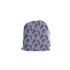 Blue Paisley Print Drawstring Pouch (xs) by designsbymallika