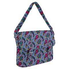 Blue Paisley Print Buckle Messenger Bag by designsbymallika