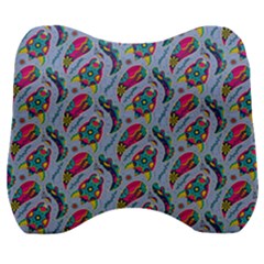 Blue Paisley Print Velour Head Support Cushion by designsbymallika