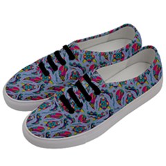 Blue Paisley Print Men s Classic Low Top Sneakers by designsbymallika