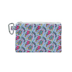 Blue Paisley Print Canvas Cosmetic Bag (small) by designsbymallika