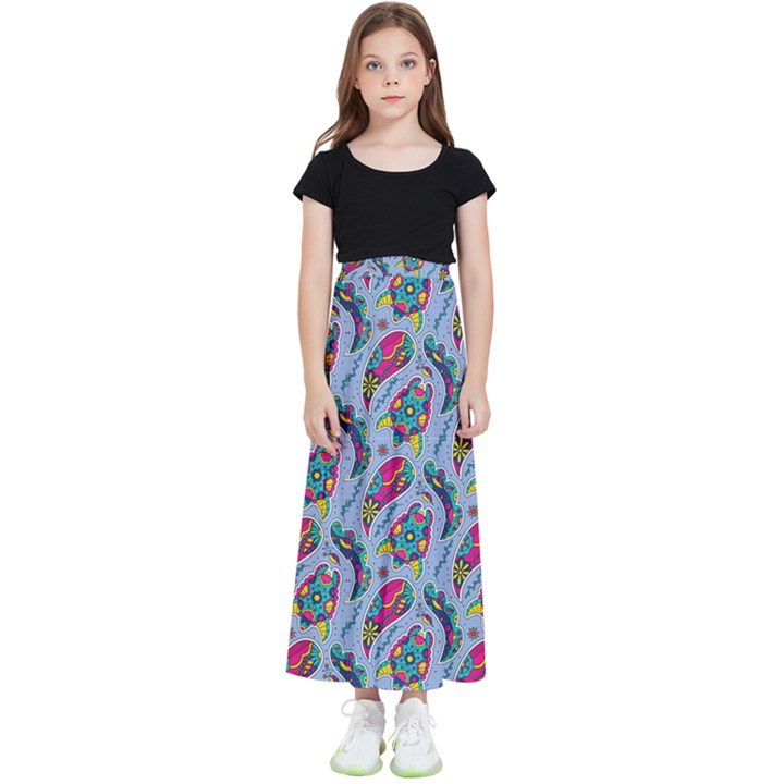 Blue Paisley Print Kids  Skirt