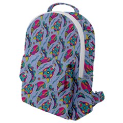 Blue Paisley Print Flap Pocket Backpack (small) by designsbymallika