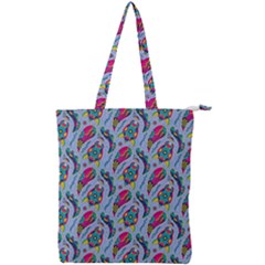 Blue Paisley Print Double Zip Up Tote Bag by designsbymallika