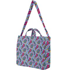 Blue Paisley Print Square Shoulder Tote Bag by designsbymallika