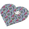 Blue Paisley Print Wooden Puzzle Heart View2