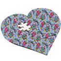 Blue Paisley Print Wooden Puzzle Heart View3