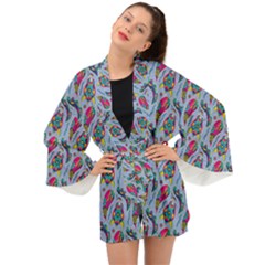 Blue Paisley Print Long Sleeve Kimono by designsbymallika