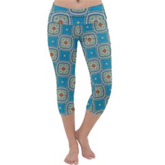 Traditional Indian Pattern Capri Yoga Leggings by designsbymallika