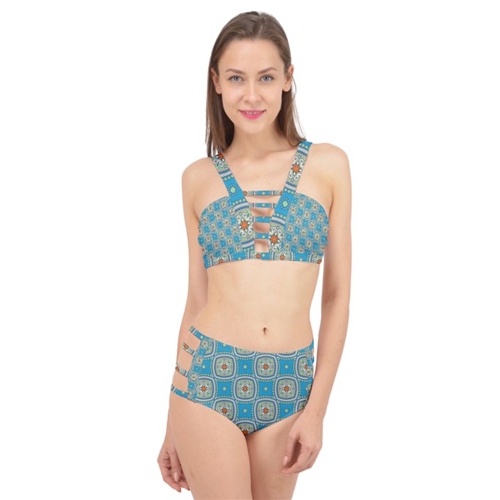 Traditional Indian Pattern Cage Up Bikini Set