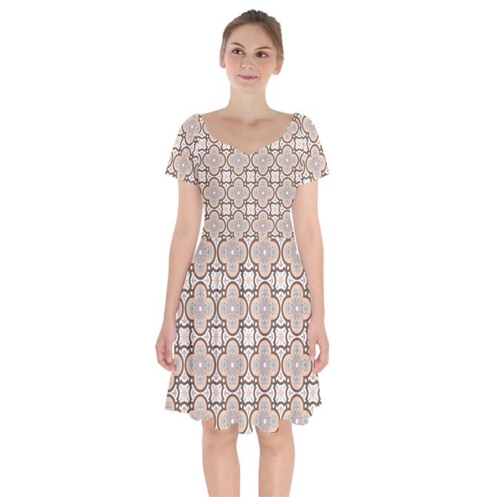 Ornamental Pattern 3 Short Sleeve Bardot Dress