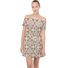 Ornamental Pattern 3 Off Shoulder Chiffon Dress