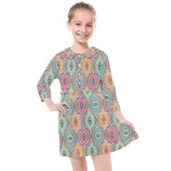 Mandala Baatik Print Kids  Quarter Sleeve Shirt Dress by designsbymallika