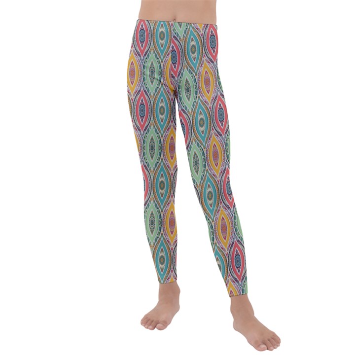 Mandala Baatik Print Kids  Lightweight Velour Leggings