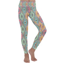 Mandala Baatik Print Kids  Lightweight Velour Classic Yoga Leggings by designsbymallika