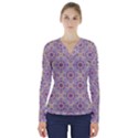 Antique Tile Pattern V-Neck Long Sleeve Top View1