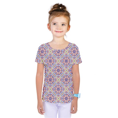 Antique Tile Pattern Kids  One Piece Tee by designsbymallika