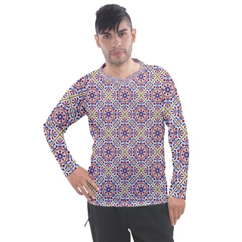 Antique Tile Pattern Men s Pique Long Sleeve Tee by designsbymallika