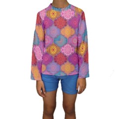 Vintage Love Mandala Kids  Long Sleeve Swimwear by designsbymallika