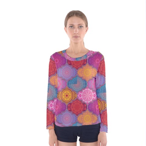 Vintage Love Mandala Women s Long Sleeve Tee by designsbymallika