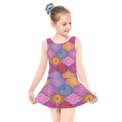 Vintage Love Mandala Kids  Skater Dress Swimsuit by designsbymallika