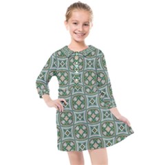 Ornamental Pattern Kids  Quarter Sleeve Shirt Dress by designsbymallika