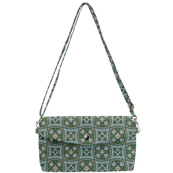 Ornamental Pattern Removable Strap Clutch Bag