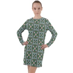 Ornamental Pattern Long Sleeve Hoodie Dress by designsbymallika