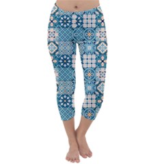 Ceramic Tile Pattern Capri Winter Leggings  by designsbymallika