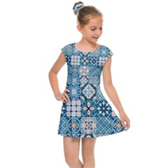 Ceramic Tile Pattern Kids  Cap Sleeve Dress by designsbymallika