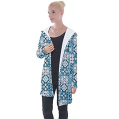 Ceramic Tile Pattern Longline Hooded Cardigan by designsbymallika