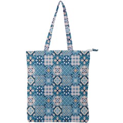 Ceramic Tile Pattern Double Zip Up Tote Bag by designsbymallika