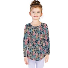 Pink Blue Metallic Pattern Kids  Long Sleeve Tee